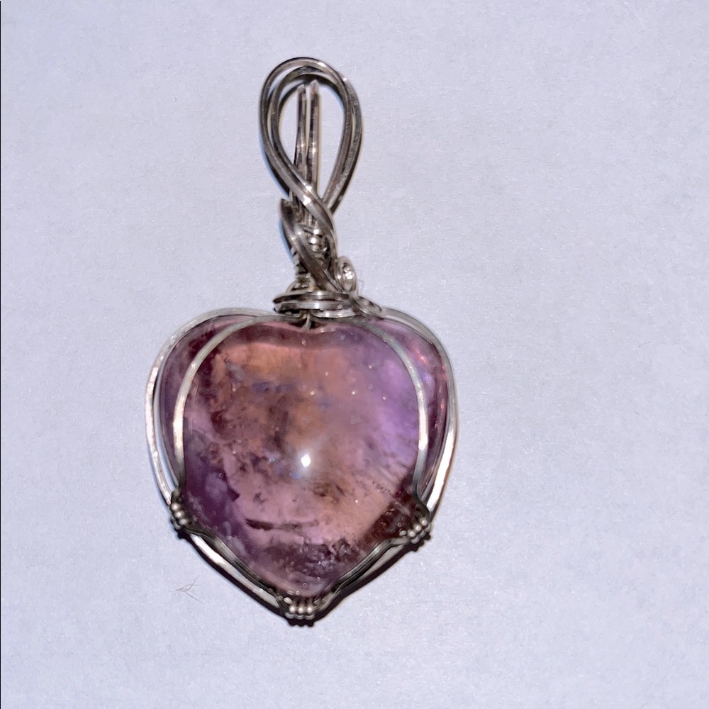 Heart Shaped Wire Wrapped Amethyst Pendant